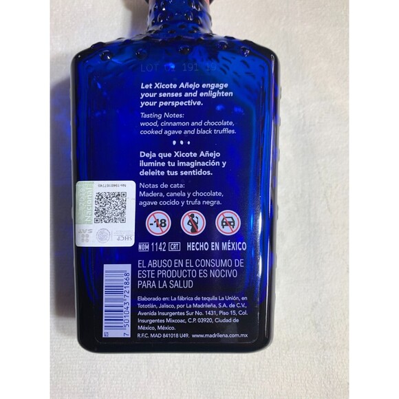 Xicote Tequila Añejo Bottle Empty Cobalt Blue Orange Rare Collect Decor Crafter - Picture 3 of 8